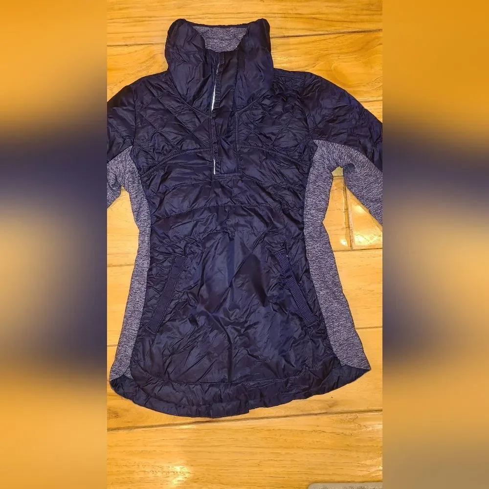 Lululemon Down For a Run Pullover Puffer Jacket dark blue Purple Medium 6 Or 8